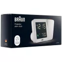 BRAUN Projektionswecker LCD-Digital Funkuhr weiss