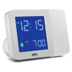 BRAUN Projektionswecker LCD-Digital Funkuhr weiss