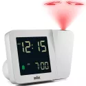 BRAUN Projektionswecker LCD-Digital Funkuhr weiss