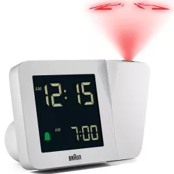 BRAUN Projektionswecker LCD-Digital Funkuhr weiss