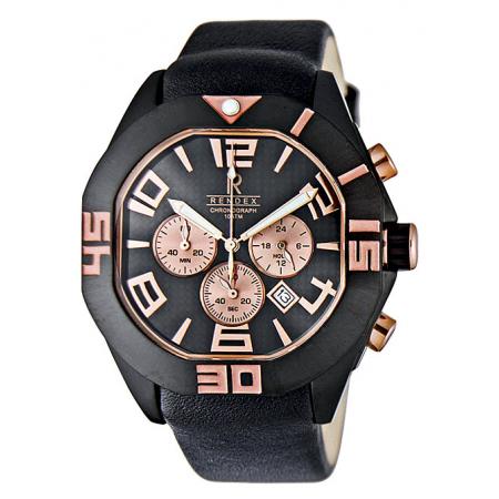 RENDEX Chrono Passion XL Quartzuhr Edelstahl schwarz