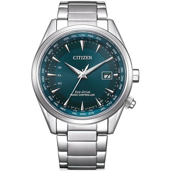 CITIZEN Global Weltzeit Eco Drive Solar Funkuhr, Stahl blau