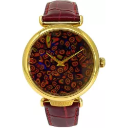 MURANO Sklettuhr Handaufzug Murrina Glas Moasic braun
