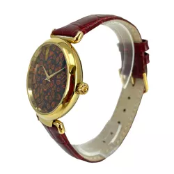 MURANO Sklettuhr Handaufzug Murrina Glas Moasic braun