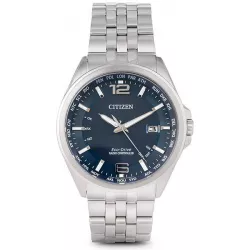 CITIZEN Global Weltzeit Eco Drive Solar Funkuhr Stahl blau