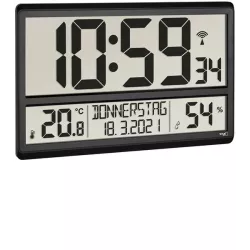 TFA LCD Funk Tisch-Wanduhr mit ausgeschriebenem Wochentag