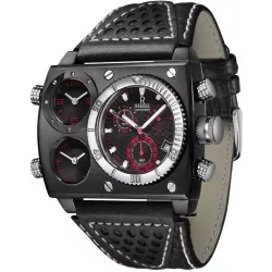 RENDEX Multitime XXL Dreizeitenuhr Chronograph Stahl schwarz