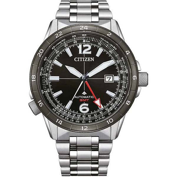 CITIZEN Promaster Pilot Automatik, GMT Fliegeruhr Edelstahl