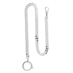 Taschenuhrkette Panzerkette Silber 4mm flach
