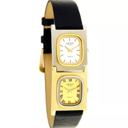 ZENO Dual Time Zweizeitenuhr Art Dco Quartz