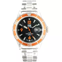 FHB Fun Watch Opaque Quartz Uhr mit Gliederarmband schwarz/orange