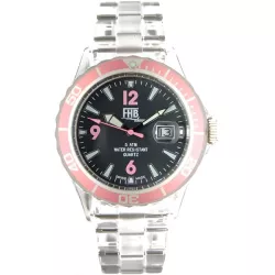 FHB Fun Watch Opaque Quartz Uhr mit Gliederarmband schwarz/rosa
