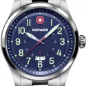 WENGER Terragraph Edelstahl Herrenuhr mit Datum blau