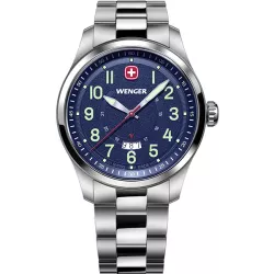 WENGER Terragraph Edelstahl Herrenuhr mit Datum blau