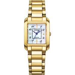 CITIZEN Elegant Lady Solaruhr Edelstahl vergoldet rechteckig