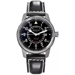 ZENO-WATCH BASEL Pilot Classic Fliegeruhr Automatik GMT Dualtime
