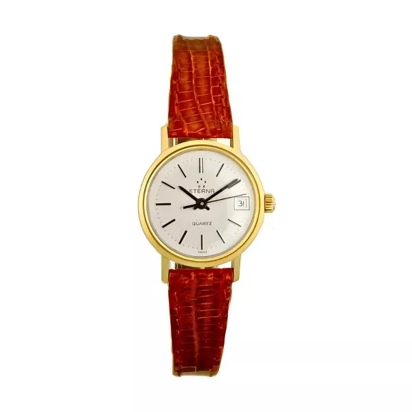 ETERNA Vintage Damen Golduhr Quartz Lederband