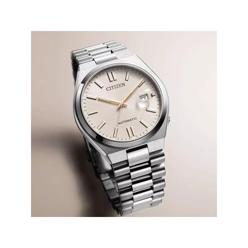 CITIZEN Tsuyosa 40 Retro Automatik Uhr Stahl champagne
