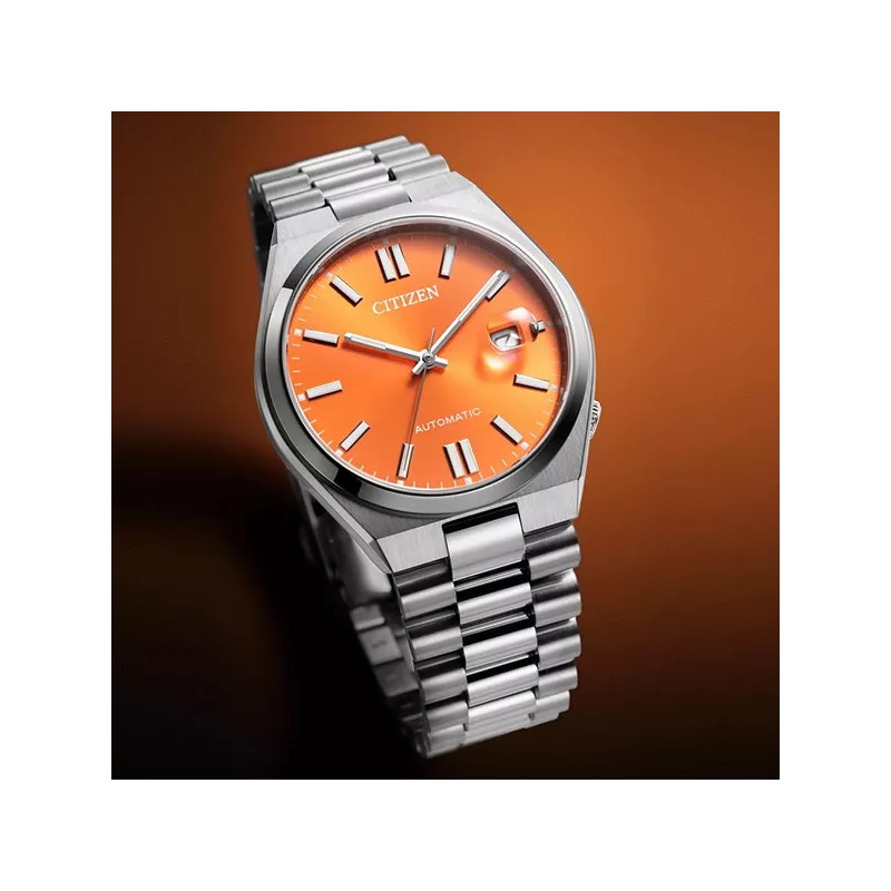 CITIZEN Tsuyosa 40 Retro Automatik Uhr Stahl orange