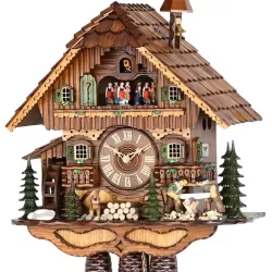 Kuckucksuhr Waldhaus Holz Wanduhr mechanisch 8 Tage