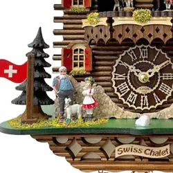 Kuckucksuhr Chalet Swiss Holz Q-Wanduhr Heidi mit Tänzer