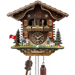Kuckucksuhr Chalet Swiss Holz Q-Wanduhr Heidi mit Tänzer