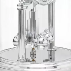 AMS Jahresuhr mit Glasglocke Klassikzahlen silber