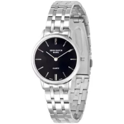 ZENO-WATCH BASEL Bauhaus Damenuhr Quartz Edelstahl schwarz