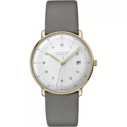 Junghans MAX BILL 38 Mega Solar Funkuhr vergoldet weiss Zahlen