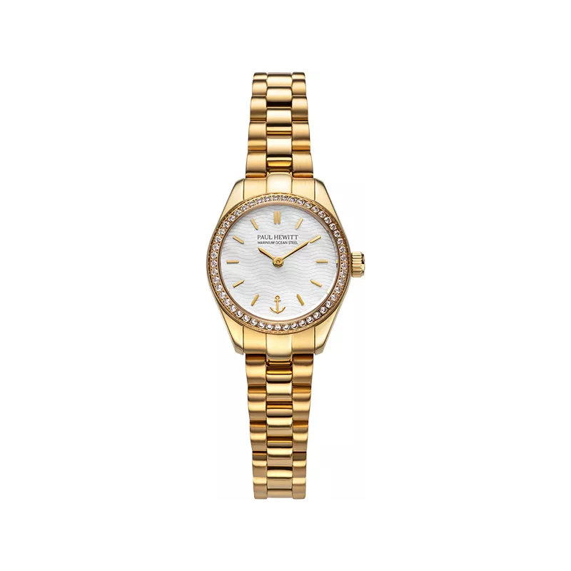 PAUL HEWITT Damenuhr Petit Soleil round 25 Solar Recy-Stahl gold pearl