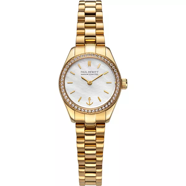 PAUL HEWITT Damenuhr Petit Soleil round 25 Solar Recy-Stahl gold pearl