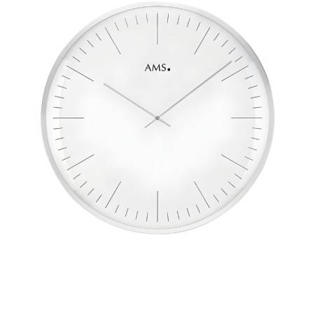 AMS Bauhaus Quartzwanduhr silber gross