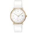 Junghans MAX BILL 33 Quartzuhr vergoldet weiss Zahlen Leder
