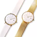 Junghans MAX BILL 33 Quartzuhr vergoldet weiss Zahlen Mesh