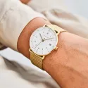 Junghans MAX BILL 33 Quartzuhr vergoldet weiss Zahlen Mesh