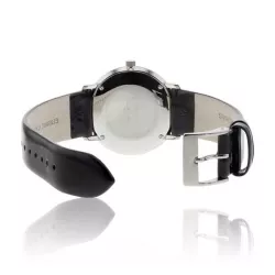 Junghans MAX BILL 33 Quartzuhr Stahl weiss Zahlen Leder