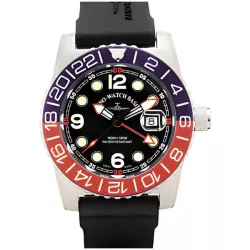 ZENO-WATCH BASEL Airplane Diver XL Taucheruhr GMT blau/rot