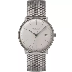 Junghans MAX BILL 38 Mega Solar Funkuhr Titan hellgrau Index Mesh