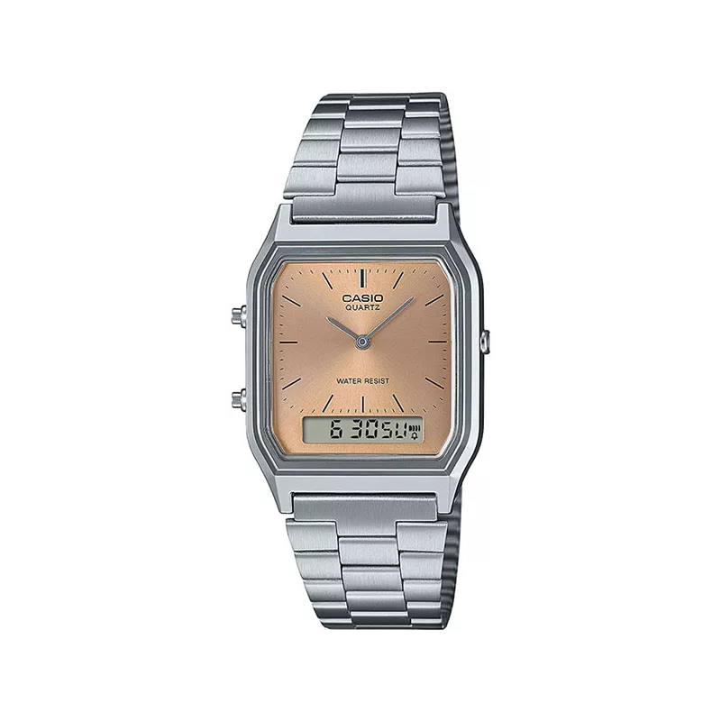 CASIO Digi-Analog Retro GMT Quartzuhr kupfer