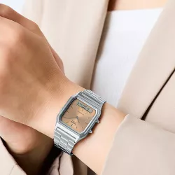CASIO Digi-Analog Retro GMT Quartzuhr kupfer