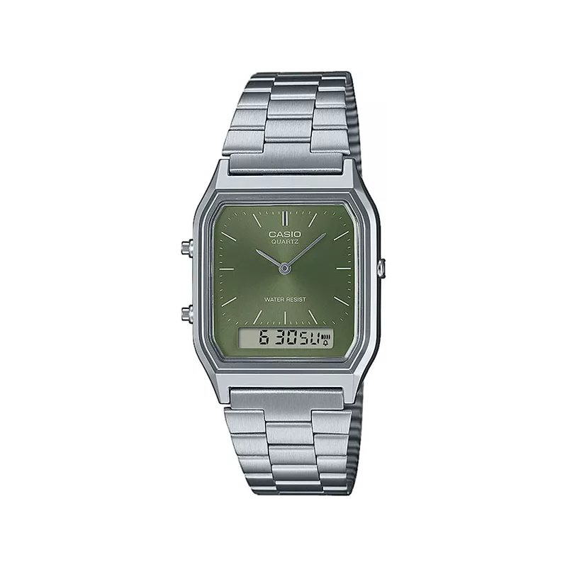 CASIO Digi-Analog Retro GMT Quartzuhr oliv