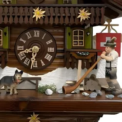 Kuckucksuhr Chalet Swiss Holz Wanduhr mechanisch 8 Tage