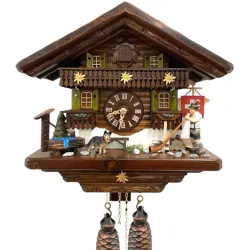 Kuckucksuhr Chalet Swiss Holz Wanduhr mechanisch 8 Tage