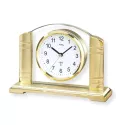 AMS Art Deco Funk Tischuhr gold mit Glaseinsatz