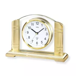 AMS Art Deco Funk Tischuhr gold mit Glaseinsatz