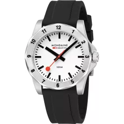 MONDAINE Numeri 42 Bahnhofsuhr weiss