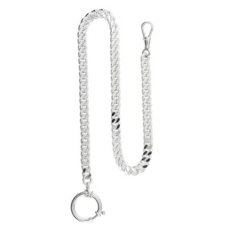 Taschenuhrkette Panzerkette Silber 5mm flach