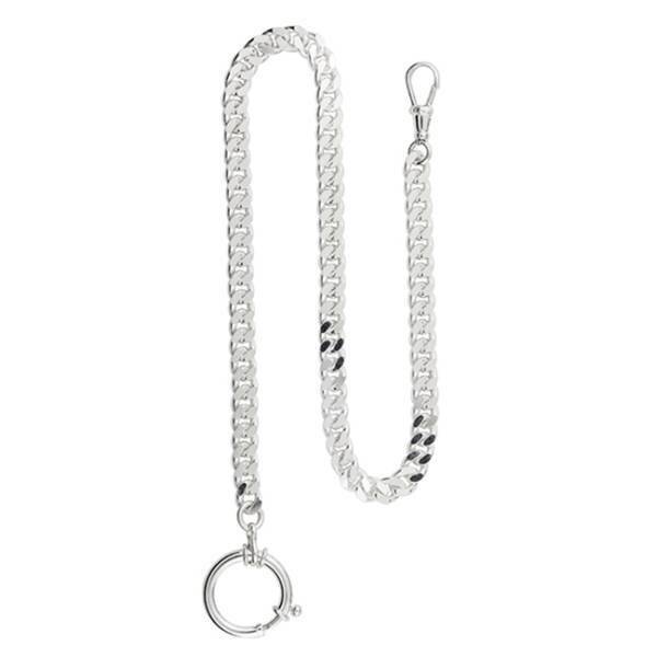 Taschenuhrkette Panzerkette Silber 5mm flach