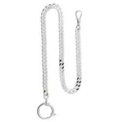Taschenuhrkette Panzerkette Silber 6mm flach