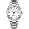 CITIZEN Klassik Eco-Drive Solaruhr Edelstahl weiss